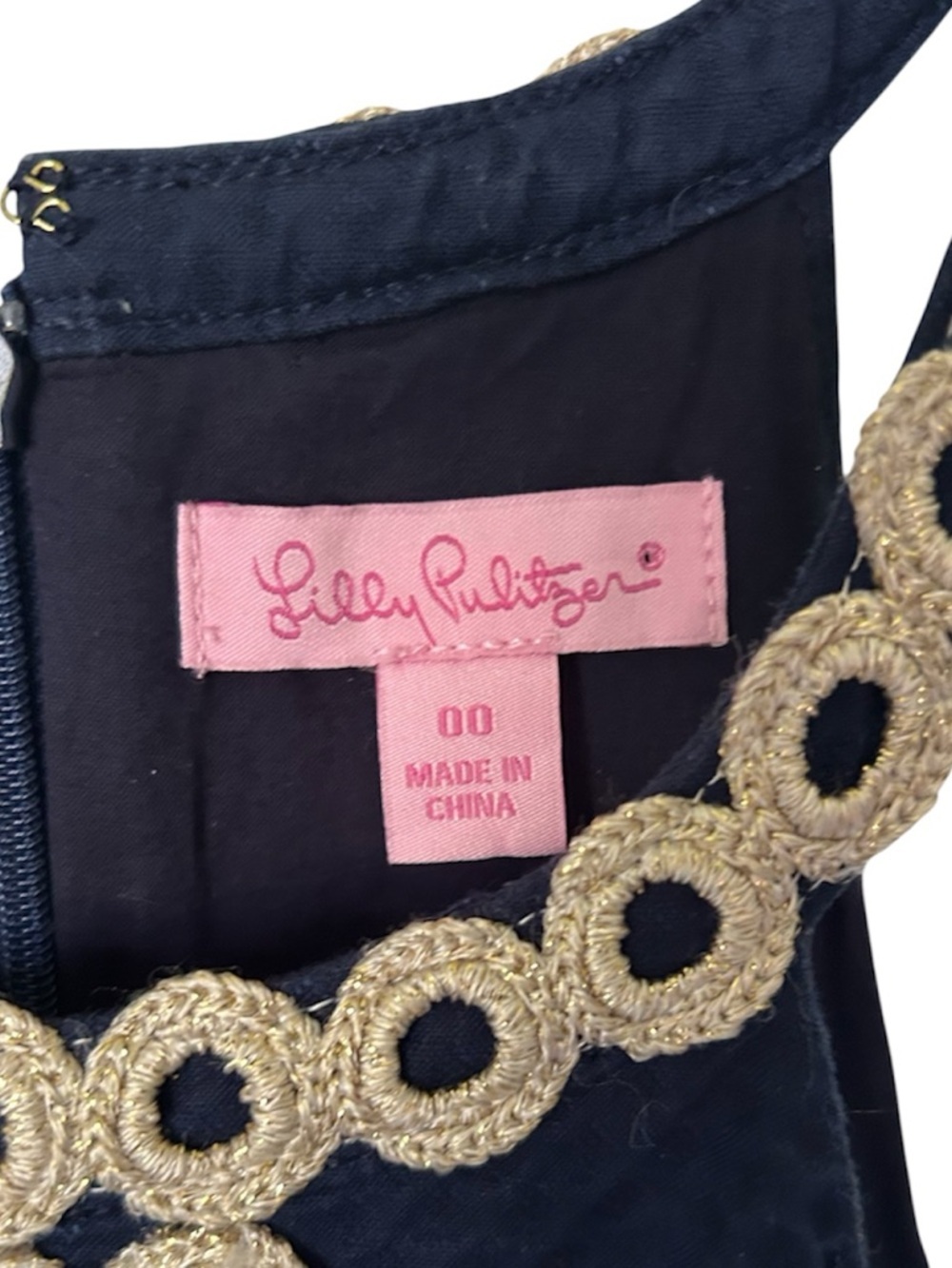 Lily Pulitzer Sasha Dress Navy Gold Sleeveless Halter Size 00 - Picture 6 of 9